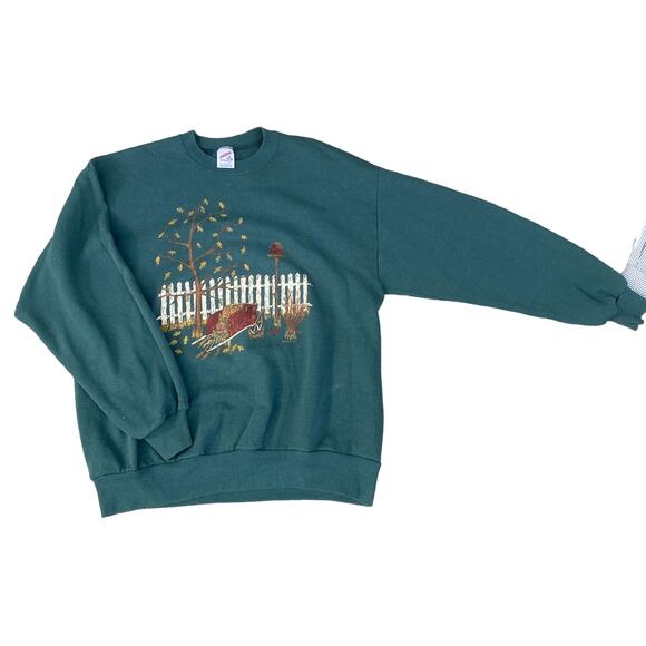 Vintage JERZEES by Russell men XL green Embroidered Crewneck Sweatshirt - Picture 1 of 4